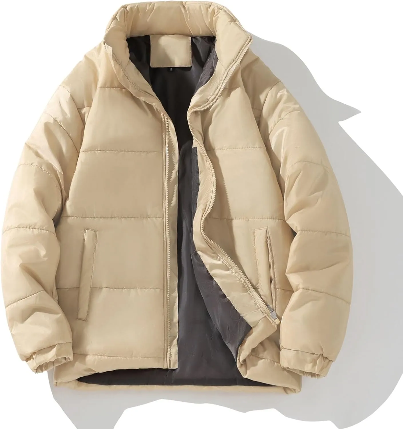 Men's Down Puffer Jacket Packable Lightweight Puffy Bubble Hooded Winter Coat Windproof Zipper Down Jacket