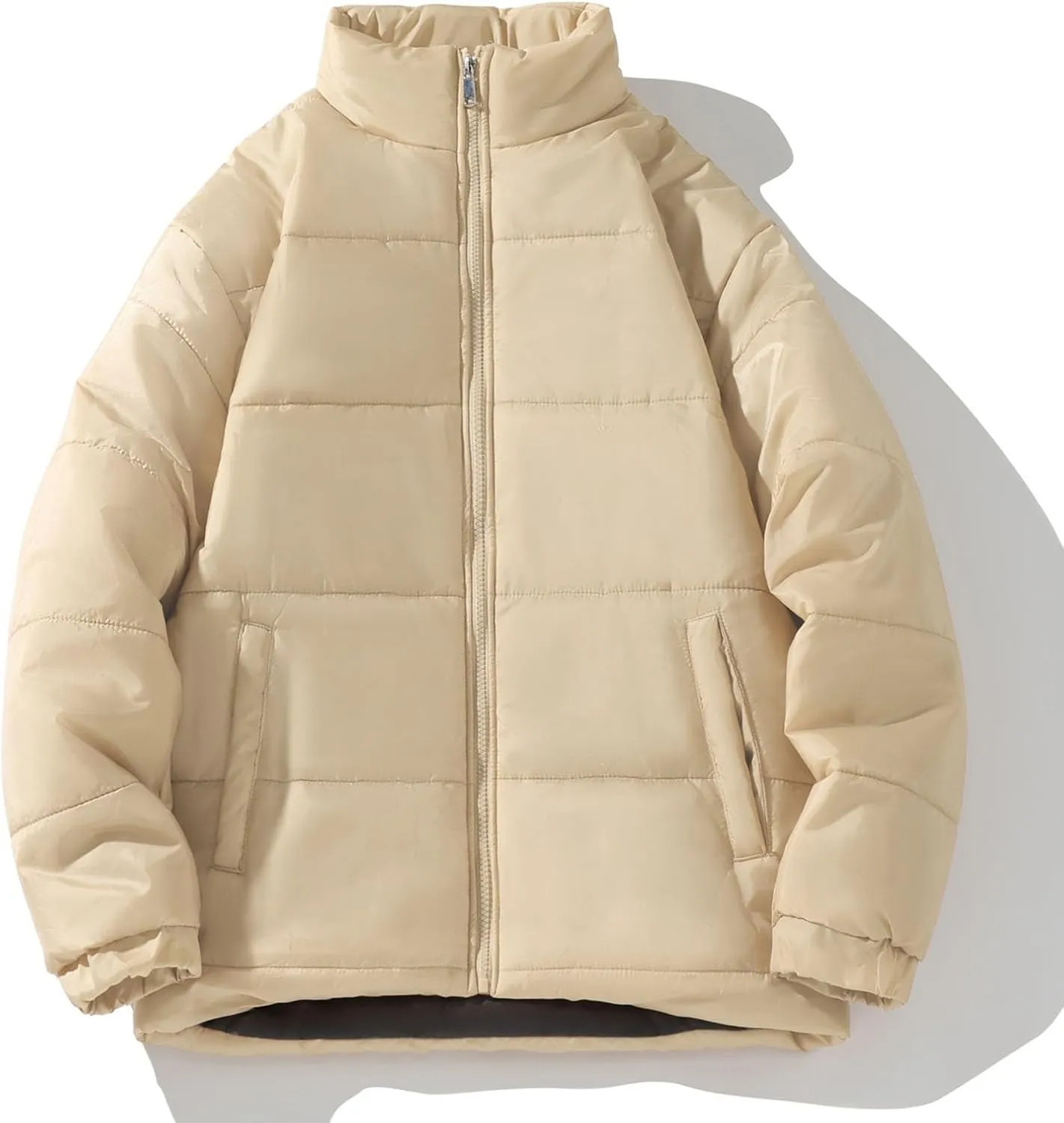 Men's Down Puffer Jacket Packable Lightweight Puffy Bubble Hooded Winter Coat Windproof Zipper Down Jacket