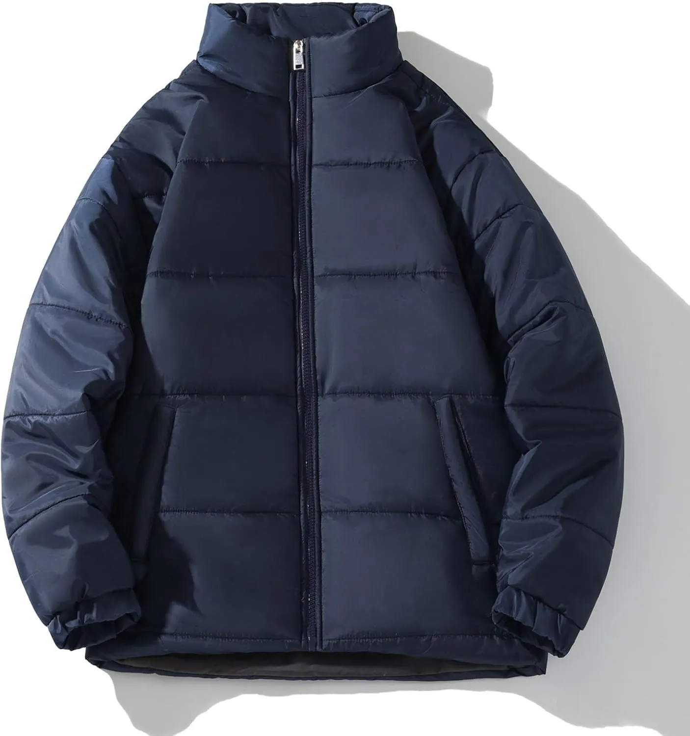 Men's Down Puffer Jacket Packable Lightweight Puffy Bubble Hooded Winter Coat Windproof Zipper Down Jacket