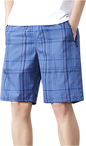 Men's Fashion Plaid Beach Shorts Summer Casual Vacation Comfort Breathable Loose Fit Lounge Pajamas Shorts