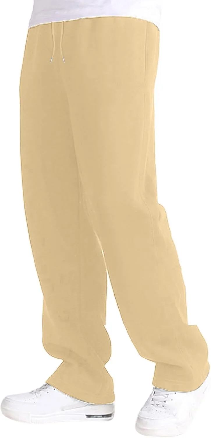 Mens Fleece Lined Sweatpants Baggy Joggers Pants Wide Leg Workout Pants Elastic Waist Cargo Sweatpants Casual Bottoms