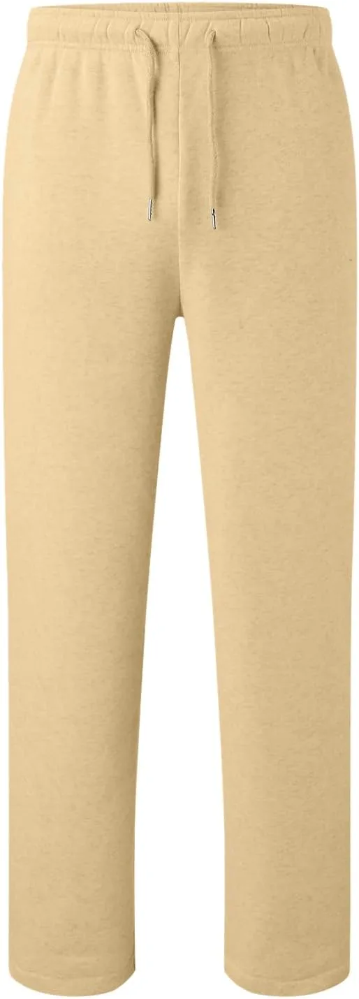 Mens Fleece Lined Sweatpants Baggy Joggers Pants Wide Leg Workout Pants Elastic Waist Cargo Sweatpants Casual Bottoms