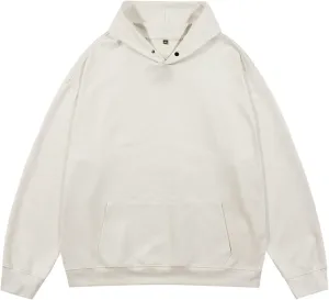 Men's Fleece Pullover Hoodie Boy Sweatshirts Hooded Coat Solid Color Suede Hoodie with Kangaroo Pockets Plus Size