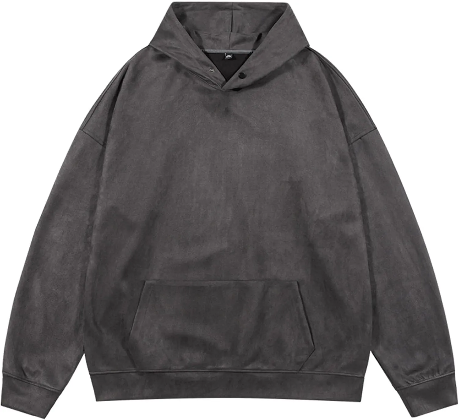 Men's Fleece Pullover Hoodie Boy Sweatshirts Hooded Coat Solid Color Suede Hoodie with Kangaroo Pockets Plus Size