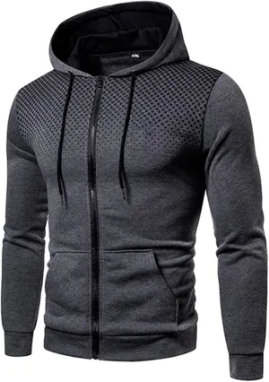 Mens Full Zip Hoodies 2023 Color Block Long Sleeve Casual Drawstring Sweatshirt Sport Outwear Jacket with Pockets
