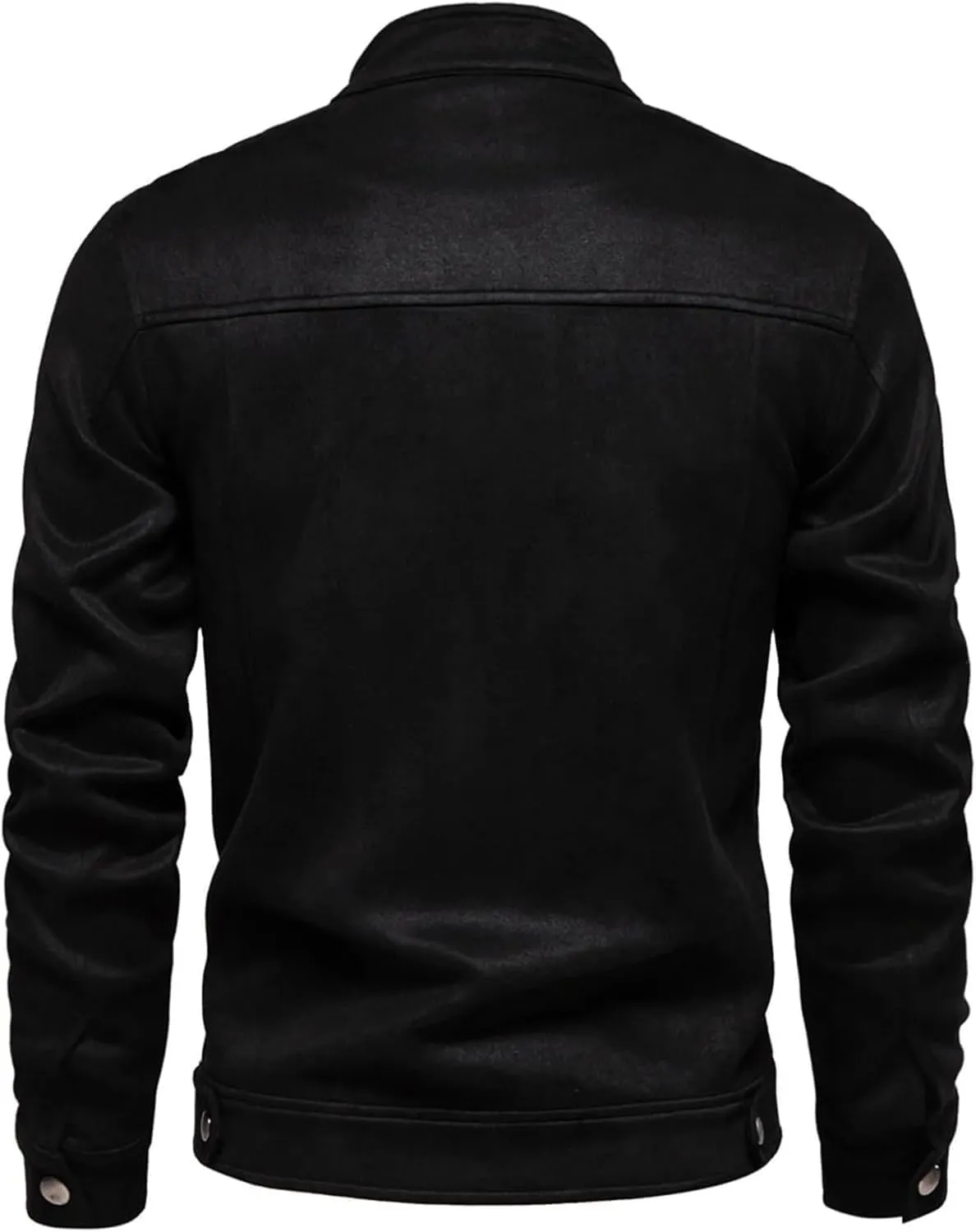 Men's Full Zip Suede Jacket Vintage Lightweight Casual Trucker Coat with Pockets