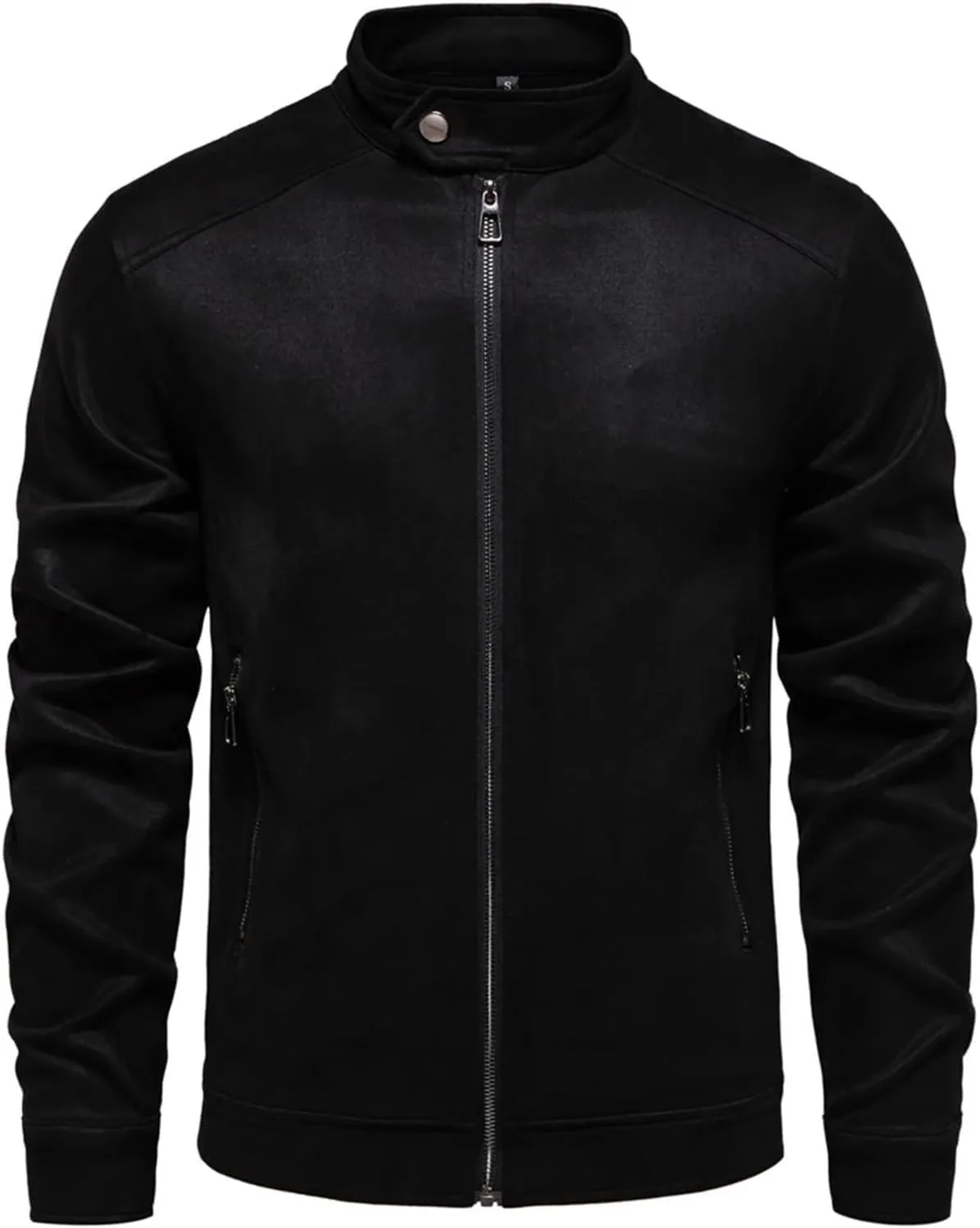 Men's Full Zip Suede Jacket Vintage Lightweight Casual Trucker Coat with Pockets