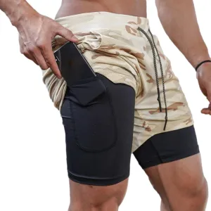 Men's Gym Shorts 2 in 1 Running Shorts with Pocket Quick Dry Athletic Workout Sport Pants