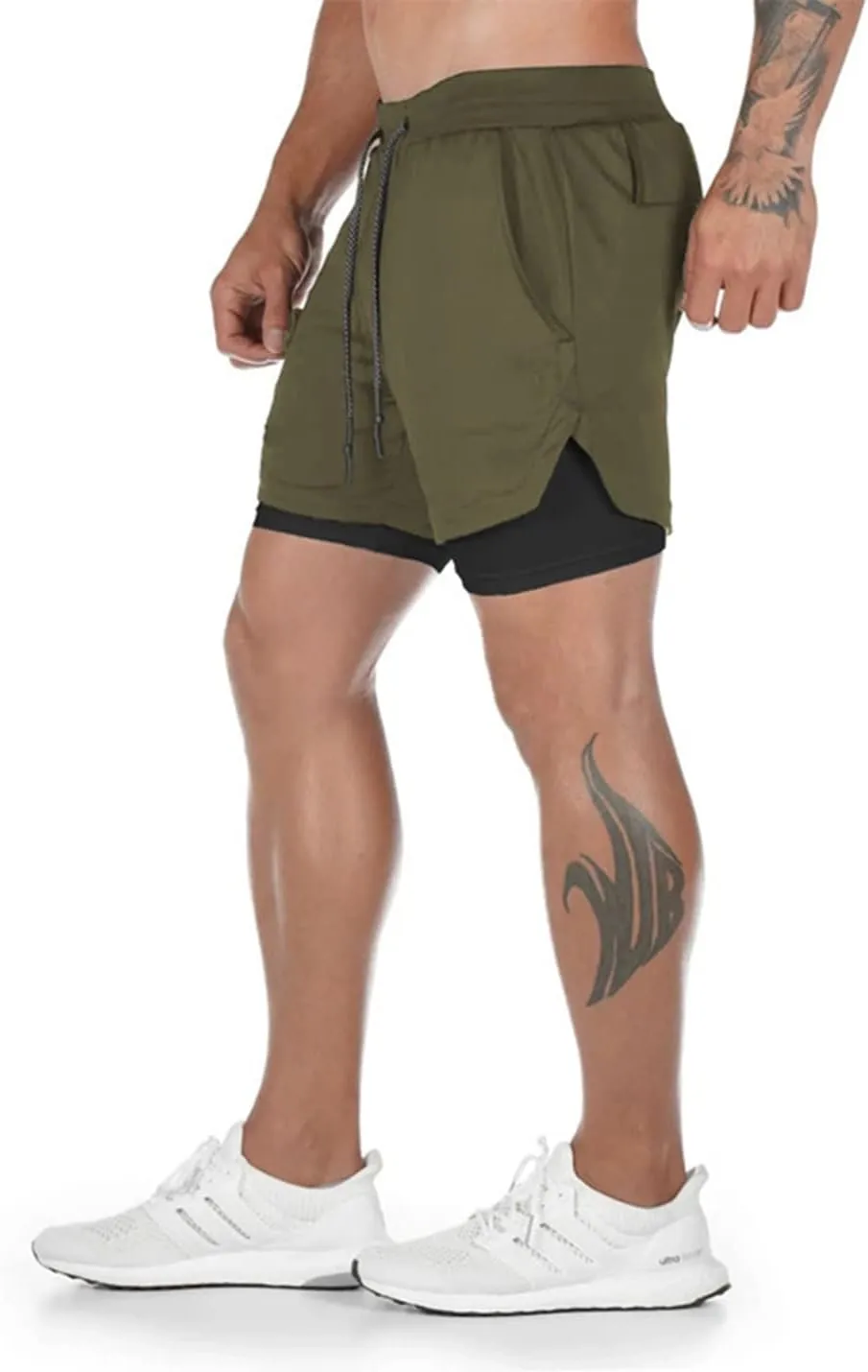 Men's Gym Shorts 2 in 1 Running Shorts with Pocket Quick Dry Athletic Workout Sport Pants