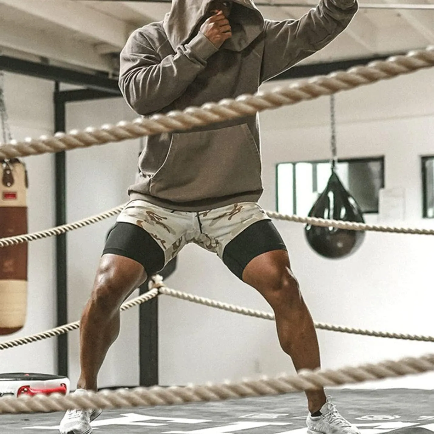 Men's Gym Shorts 2 in 1 Running Shorts with Pocket Quick Dry Athletic Workout Sport Pants