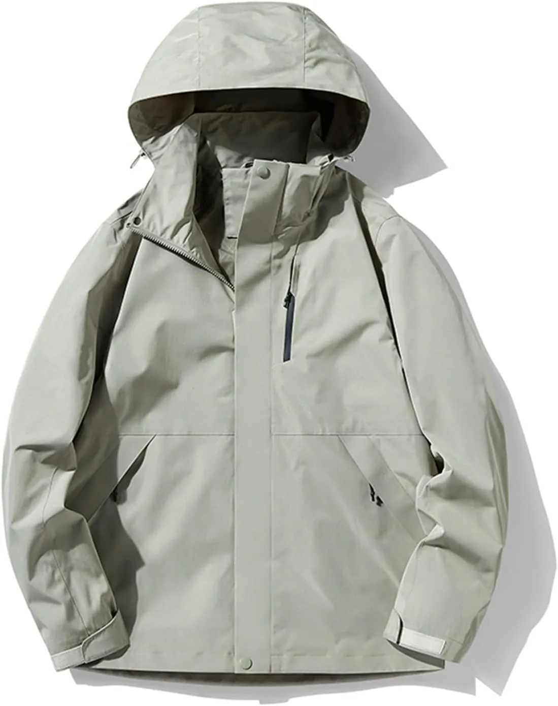 Men's Hooded Jacket Zipper Lightweight Waterproof Outdoor Raincoat Jacket for Hiking Travel Warm Jackets with Pockets
