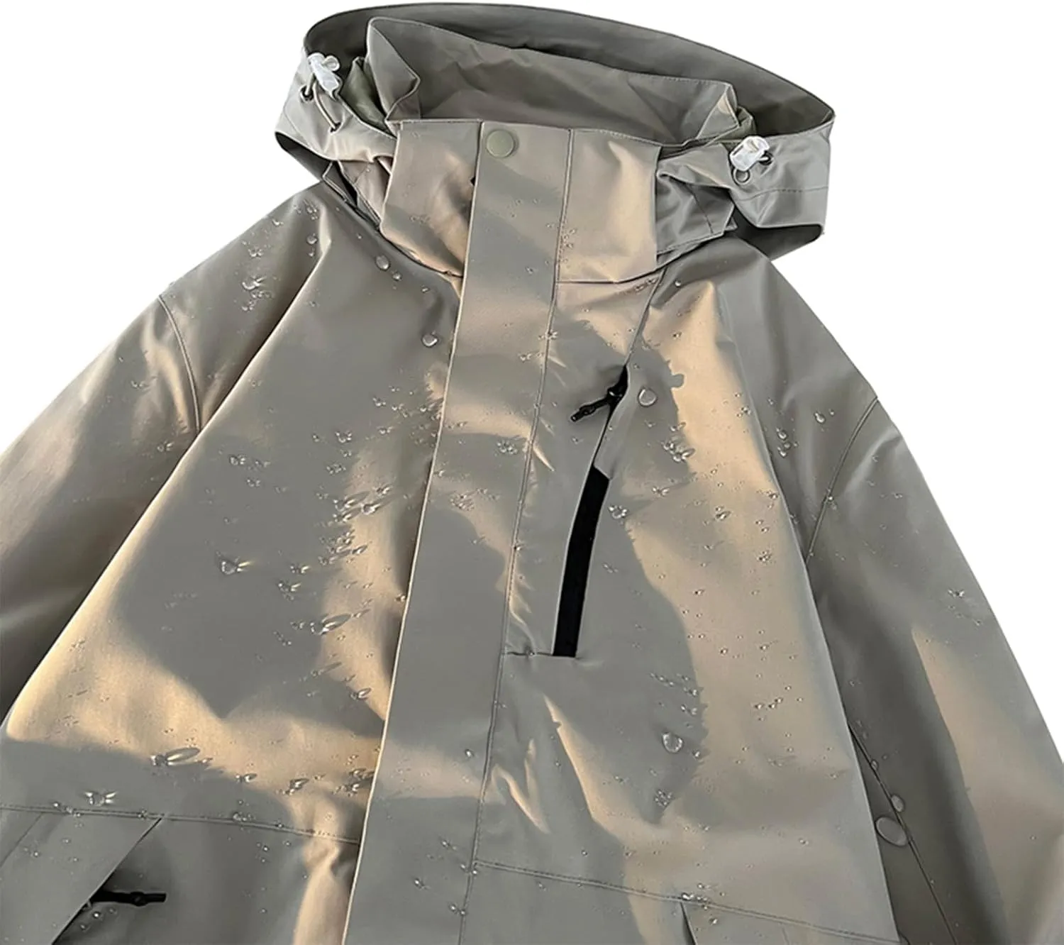 Men's Hooded Jacket Zipper Lightweight Waterproof Outdoor Raincoat Jacket for Hiking Travel Warm Jackets with Pockets