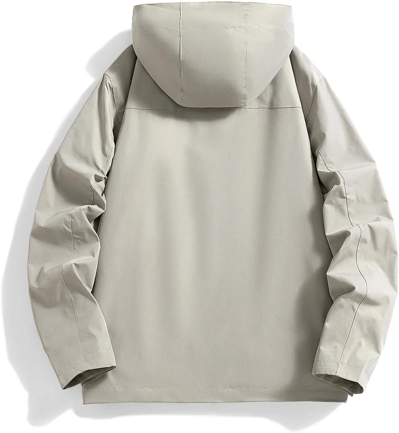 Men's Hooded Jacket Zipper Lightweight Waterproof Outdoor Raincoat Jacket for Hiking Travel Warm Jackets with Pockets