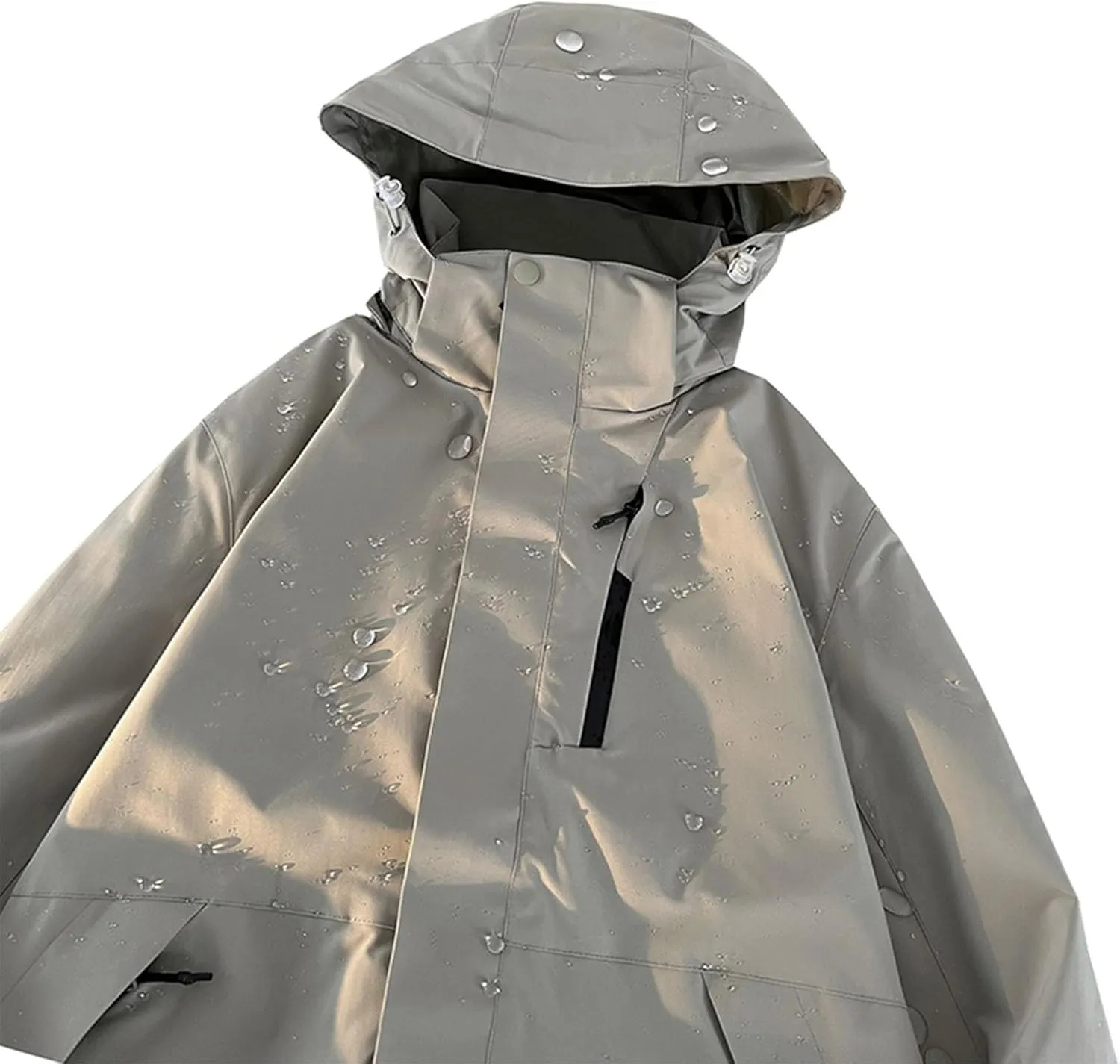 Men's Hooded Jacket Zipper Lightweight Waterproof Outdoor Raincoat Jacket for Hiking Travel Warm Jackets with Pockets