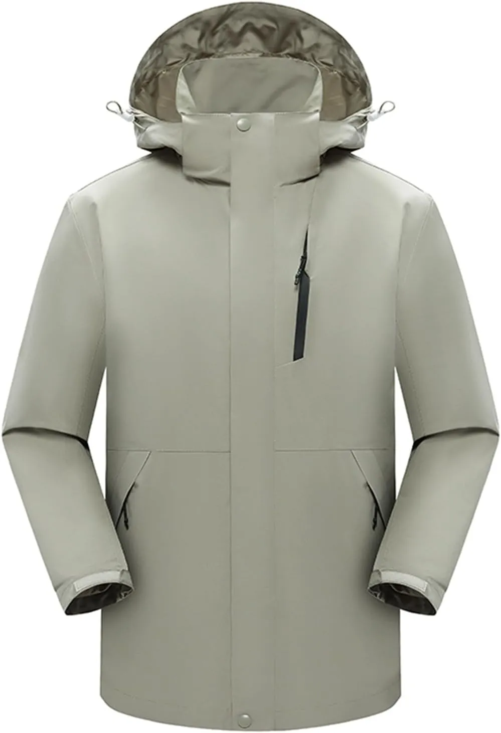 Men's Hooded Jacket Zipper Lightweight Waterproof Outdoor Raincoat Jacket for Hiking Travel Warm Jackets with Pockets
