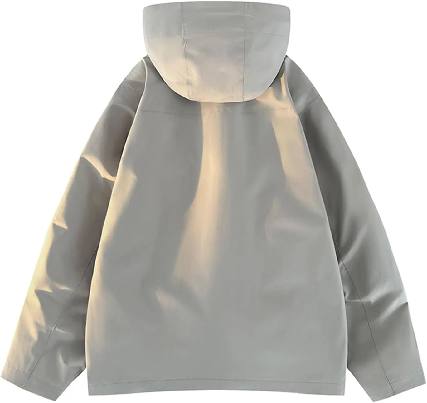 Men's Hooded Jacket Zipper Lightweight Waterproof Outdoor Raincoat Jacket for Hiking Travel Warm Jackets with Pockets