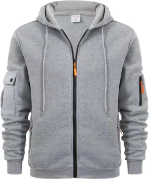 Mens Hoodies Mens Zip Up Hoodie Midweight Loose Casual Full Zip Sweatshirts Fashion Long Sleeve Jackets With Pocket