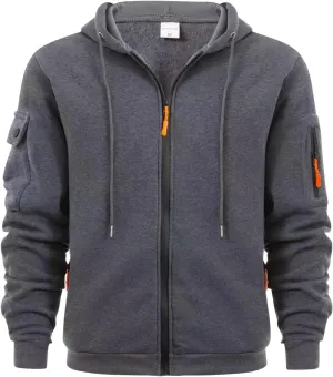 Mens Hoodies Mens Zip Up Hoodie Midweight Loose Casual Full Zip Sweatshirts Fashion Long Sleeve Jackets With Pocket