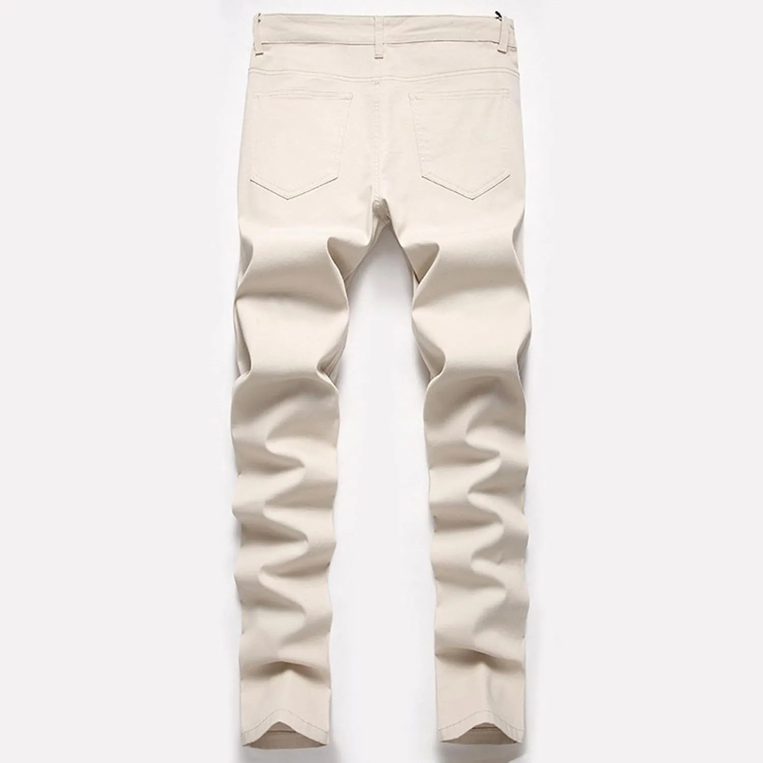 Mens Jeans Regular Fit Men's Loose Elastic Waist Denim Pants Lightweight Skinny Jeans Tapered Leg Trousers