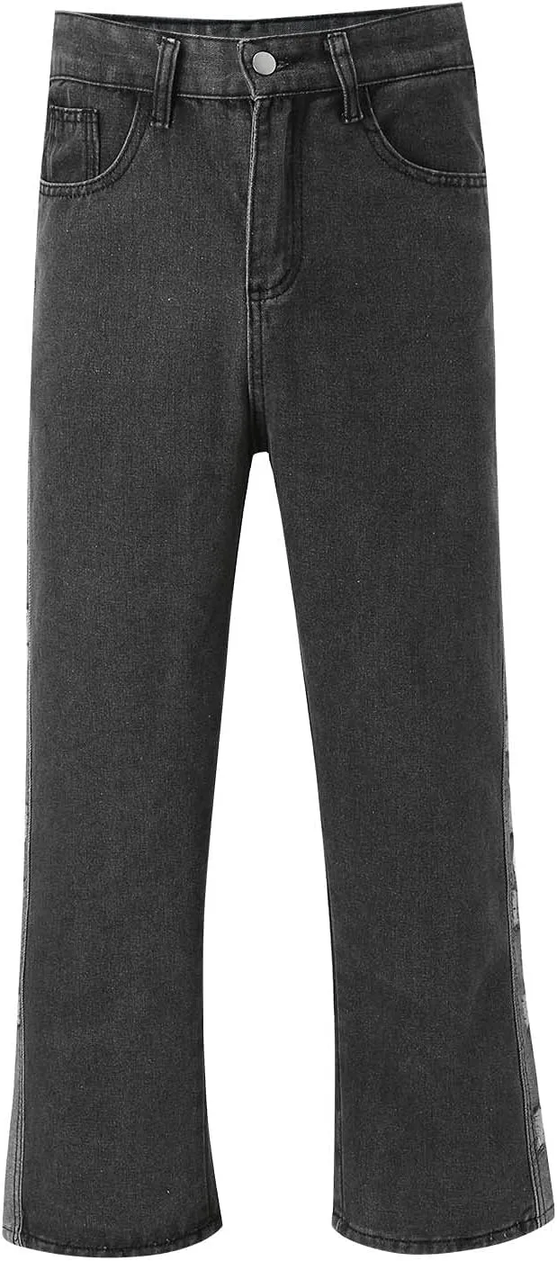 Mens Jeans Slim Straight Leg Classic Denim Jeans Comfort Flexible Pants Relaxed Wide Leg Denim Trouser Streetwear
