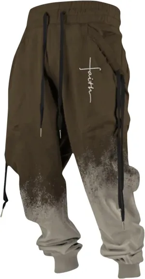 Mens Jogging Casual Baggy Pants Active Athletic Workout Drawstring Waist Heavyweight Joggers Sweatpants with Pockets
