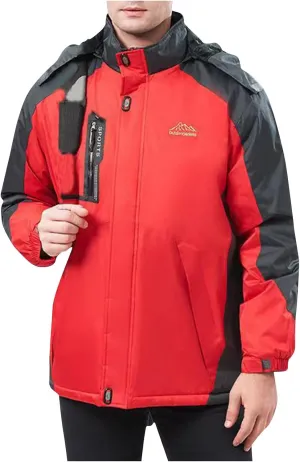 Men's Lightweight Active Water Resistant Hooded Jacket Color Blocked Fleece Pocket Detachable Zipper Outdoor Jackets