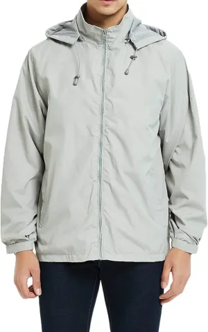 Mens Lightweight Jackets Windbreaker Waterproof Rain Jacket Casual Hiking Travel Raincoat Oversized Outdoor Packable