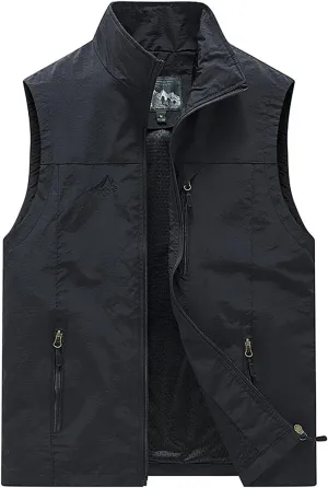 Mens Lightweight Softshell Vest Casual Sleeveless Windproof Jacket Work Fishing Travel Hiking Golf Utility Vest