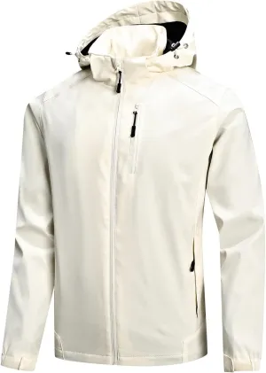 Men's Lightweight Windbreaker Outdoor Lightweight Full Zip Hooded Raincoat Plus Size Casual Waterproof Hiking Jackets