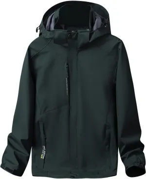 Men's Lightweight Windbreaker Outdoor Lightweight Full Zip Hooded Raincoat Plus Size Casual Waterproof Hiking Jackets