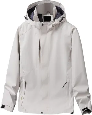 Men's Lightweight Windbreaker Outdoor Lightweight Full Zip Hooded Raincoat Plus Size Casual Waterproof Hiking Jackets