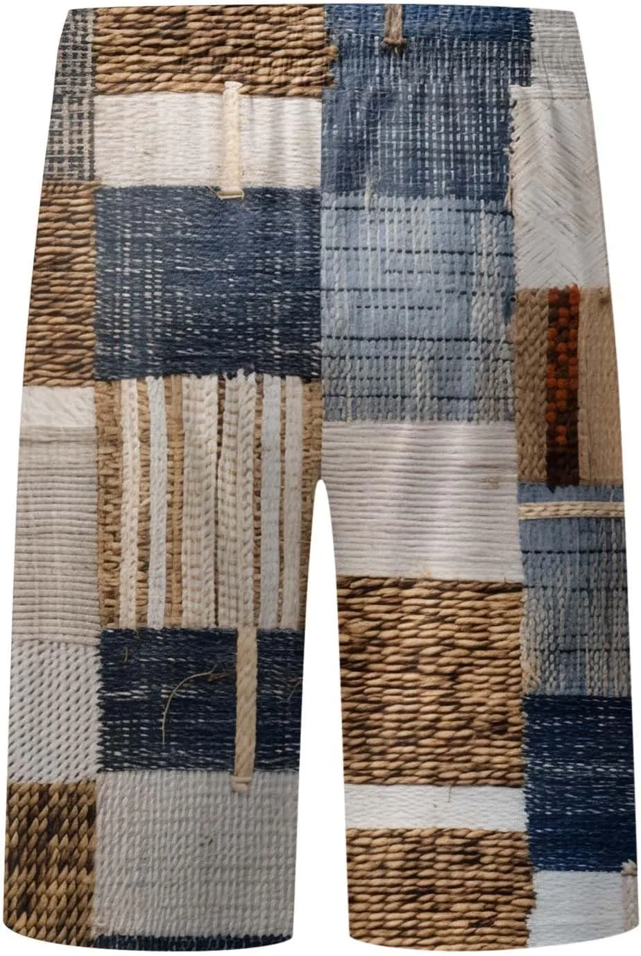 Men's Linen Cotton Shorts Drawstring Waist Plaid Gingham Bermuda Shorts Casual Boho Summer Beach Trunks Relaxed Fit