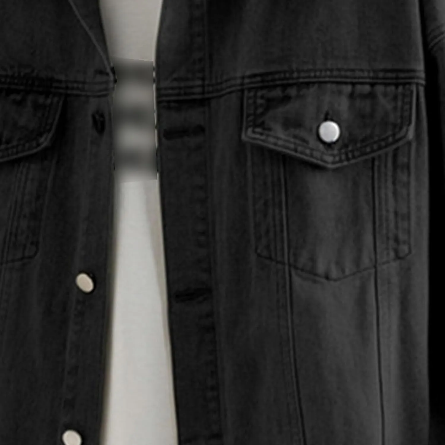 Men's Loose Denim Jacket Washed Distressed Denim Coat Casual Lapel Washed Button Down Trucker Jacket