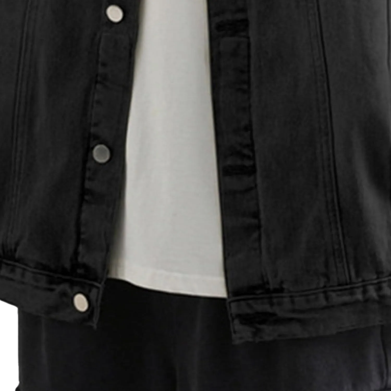 Men's Loose Denim Jacket Washed Distressed Denim Coat Casual Lapel Washed Button Down Trucker Jacket