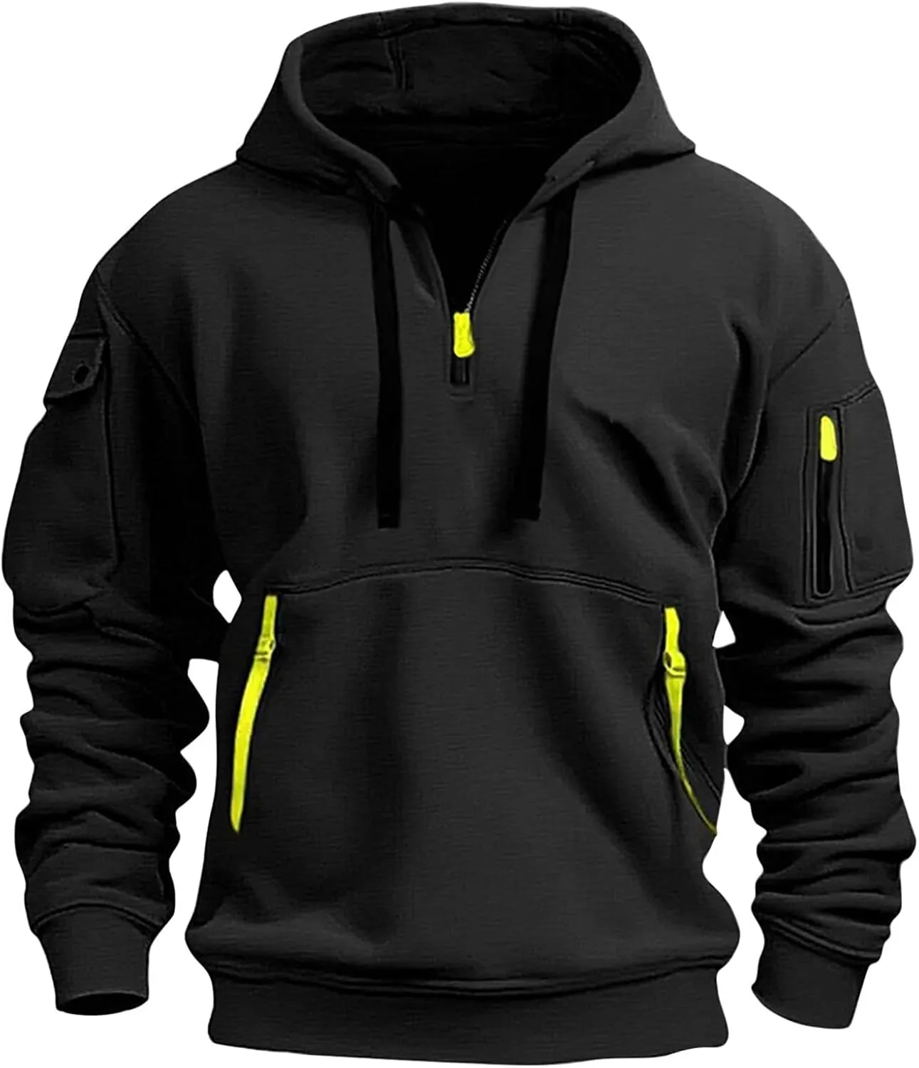 Men's Quarter Zip Pullover Men Long Sleeve Workout Hoodie Vintage Tactical Jacket Winter Camo Sweater Coats
