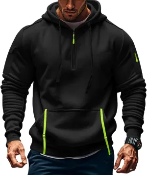 Men's Quarter Zip Pullover Men Long Sleeve Workout Hoodie Vintage Tactical Jacket Winter Camo Sweater Coats