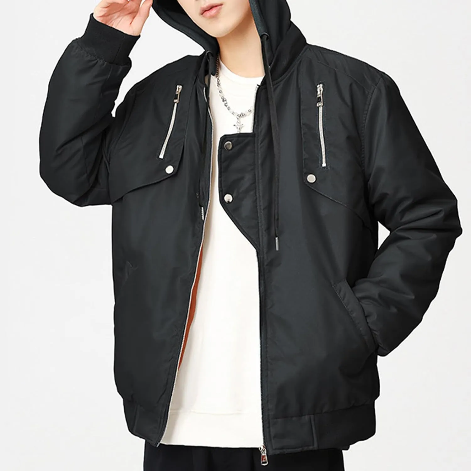 Men's Rain Jacket Lightweight Waterproof Winter Coats with Hood Casual Jacket Lightweight Windbreaker Raincoat Jacket