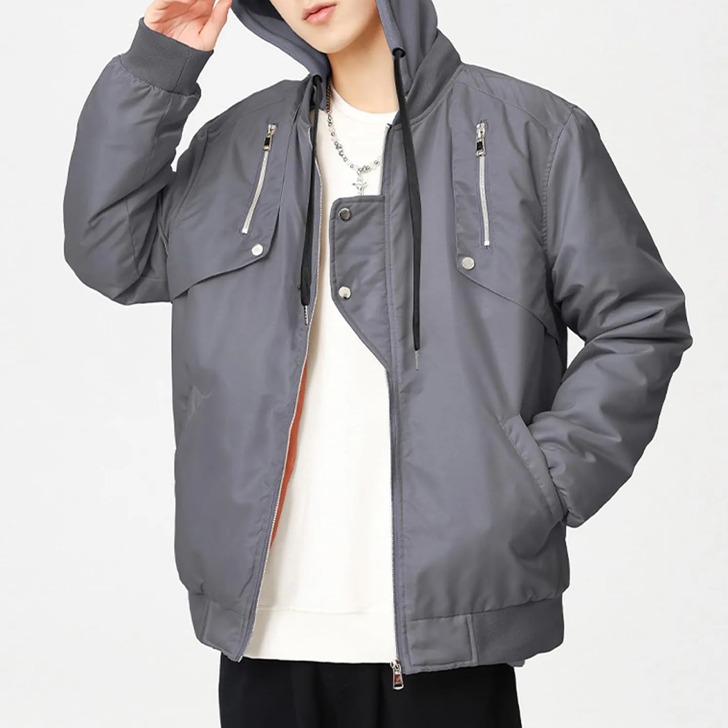 Men's Rain Jacket Lightweight Waterproof Winter Coats with Hood Casual Jacket Lightweight Windbreaker Raincoat Jacket