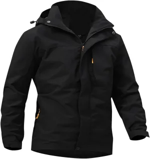 Mens Rain Jacket Waterproof Full Zip Up Hoodies Windbreaker Hiking Outdoor Rain Coat Lightweight Softshell Raincoat