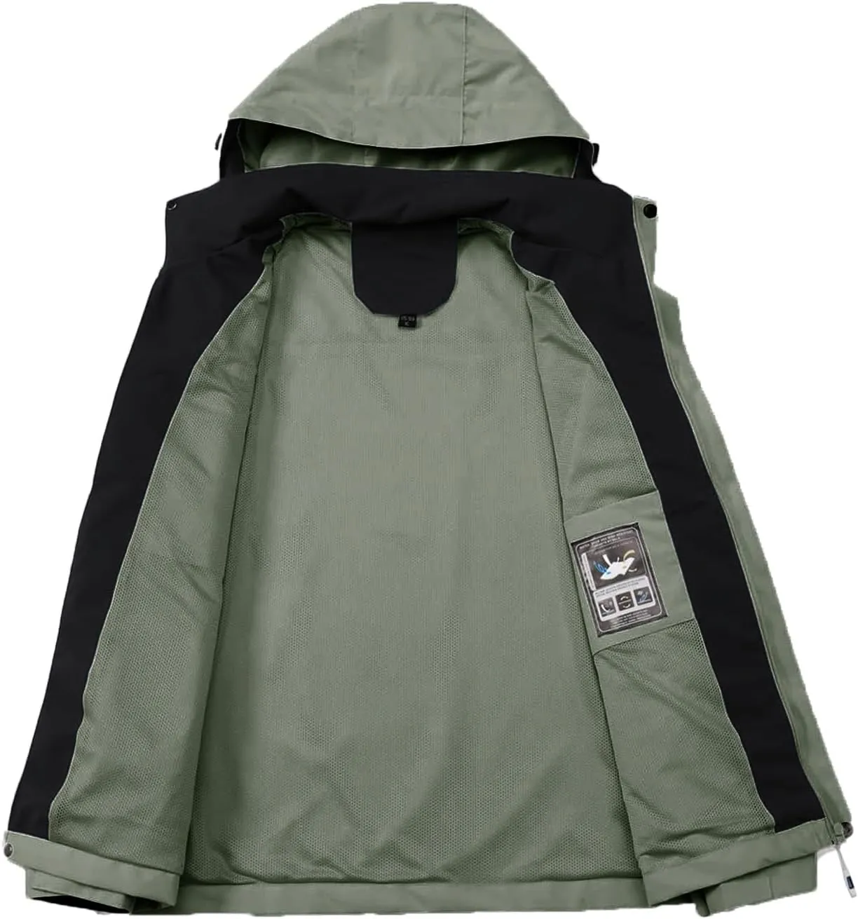 Mens Rain Jacket Waterproof Full Zip Up Hoodies Windbreaker Hiking Outdoor Rain Coat Lightweight Softshell Raincoat