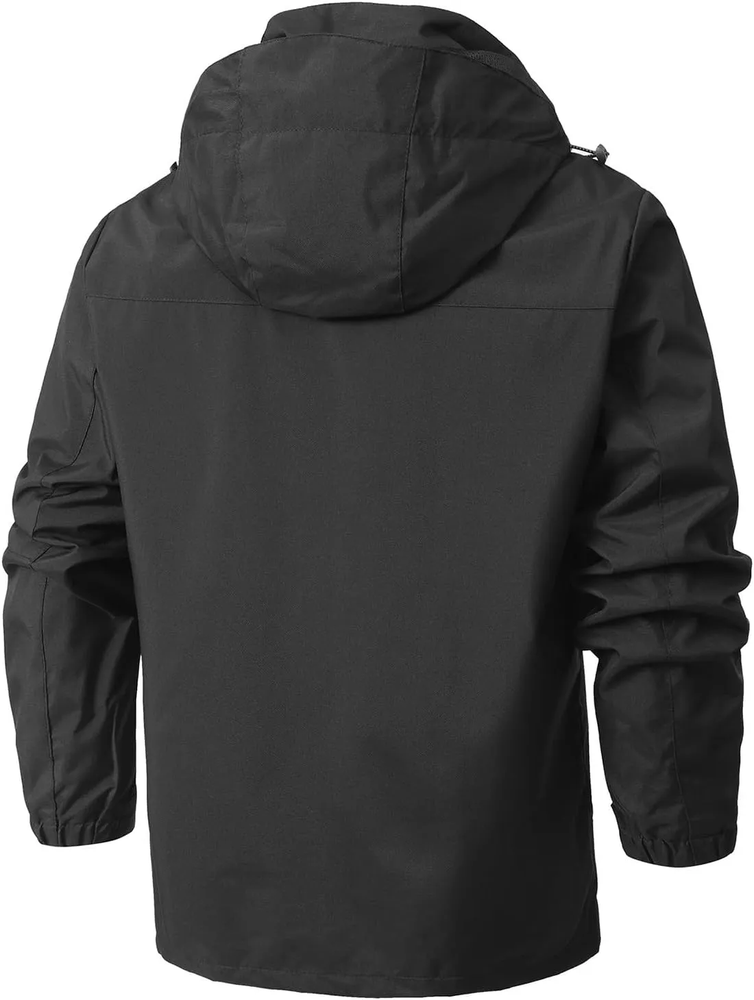 Mens Rain Jacket Waterproof Hiking Coat Lightweight Windbreaker with Hood Outdoor Climbing Traveling Zipper Outerwear
