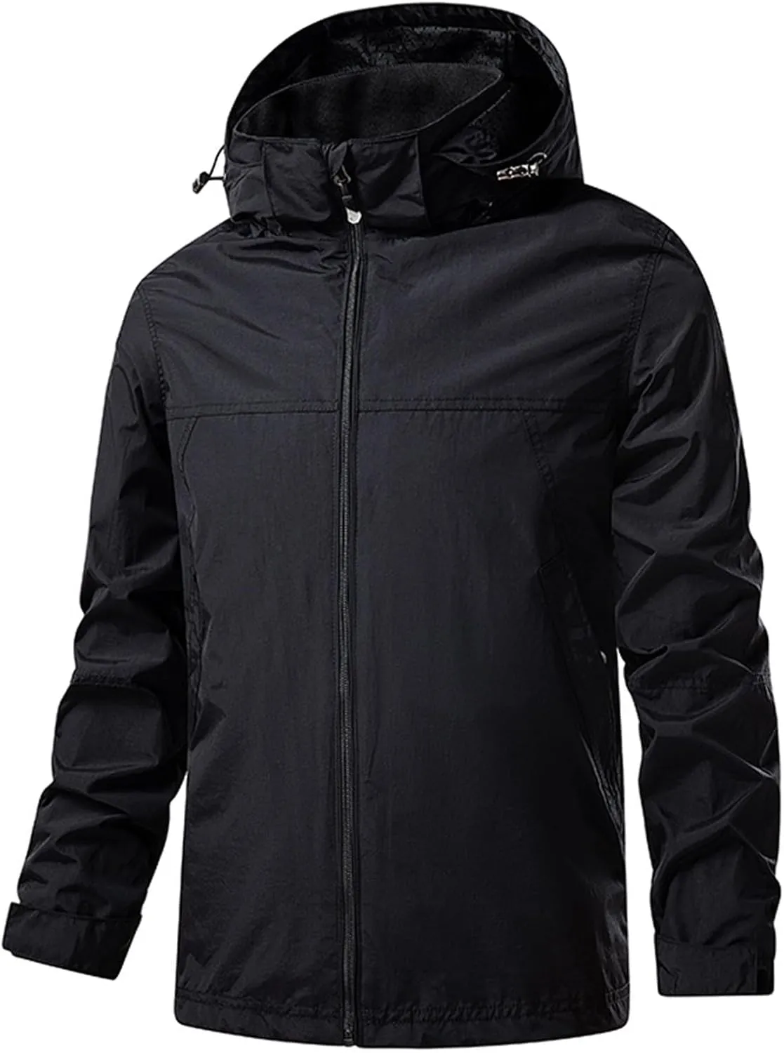 Men's Rain Jacket Waterproof Outdoor Packable Lightweight Shell Hooded Raincoat for Hiking Golf Travel Fishing