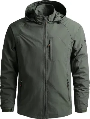 Mens Rain Jacket Waterproof with Hooded Hiking Coat Lightweight Windbreaker Raincoat Lightweight Shell Jacket