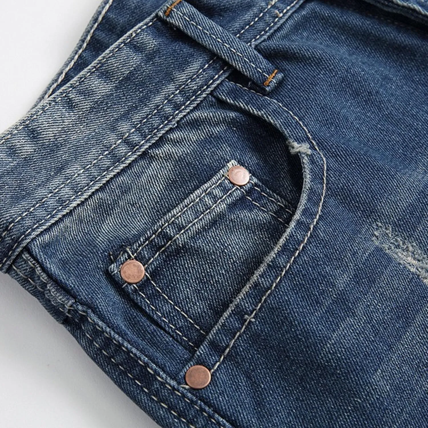 Men's Regular Fit Destroyed Vintage Jeans Casual Vintage Classic Denim Pants Ripped Straight Leg Jeans Trouser