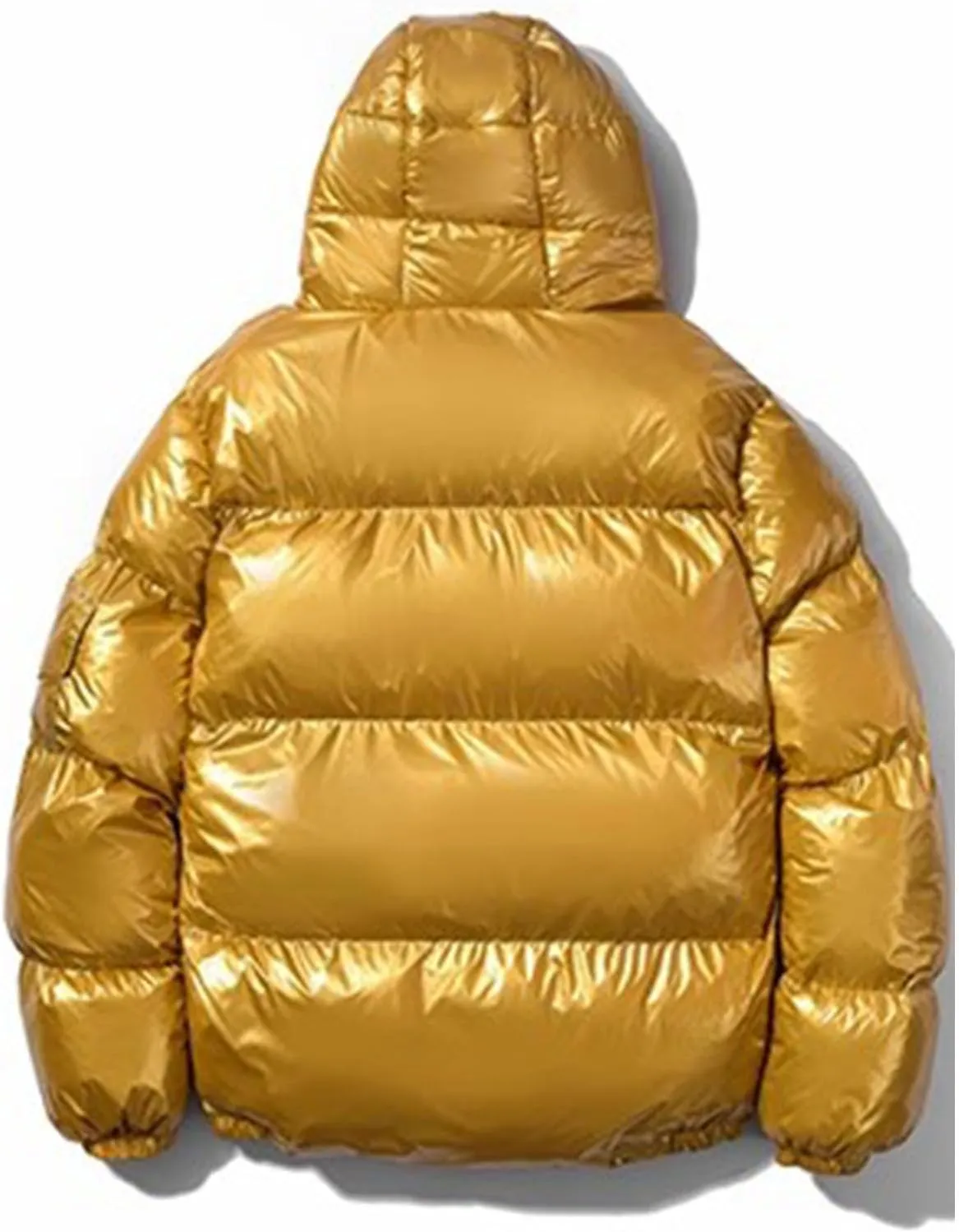 Men's Shiny Hooded Puffer Jackets Coat Thermal Winter Down Coats Waterproof Insulated Padded Puffy Jacket Outerwear