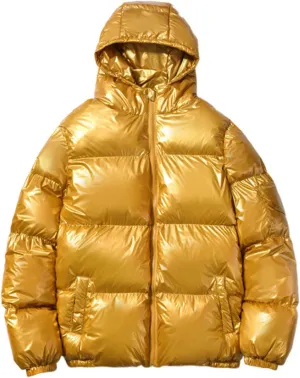 Men's Shiny Hooded Puffer Jackets Coat Thermal Winter Down Coats Waterproof Insulated Padded Puffy Jacket Outerwear