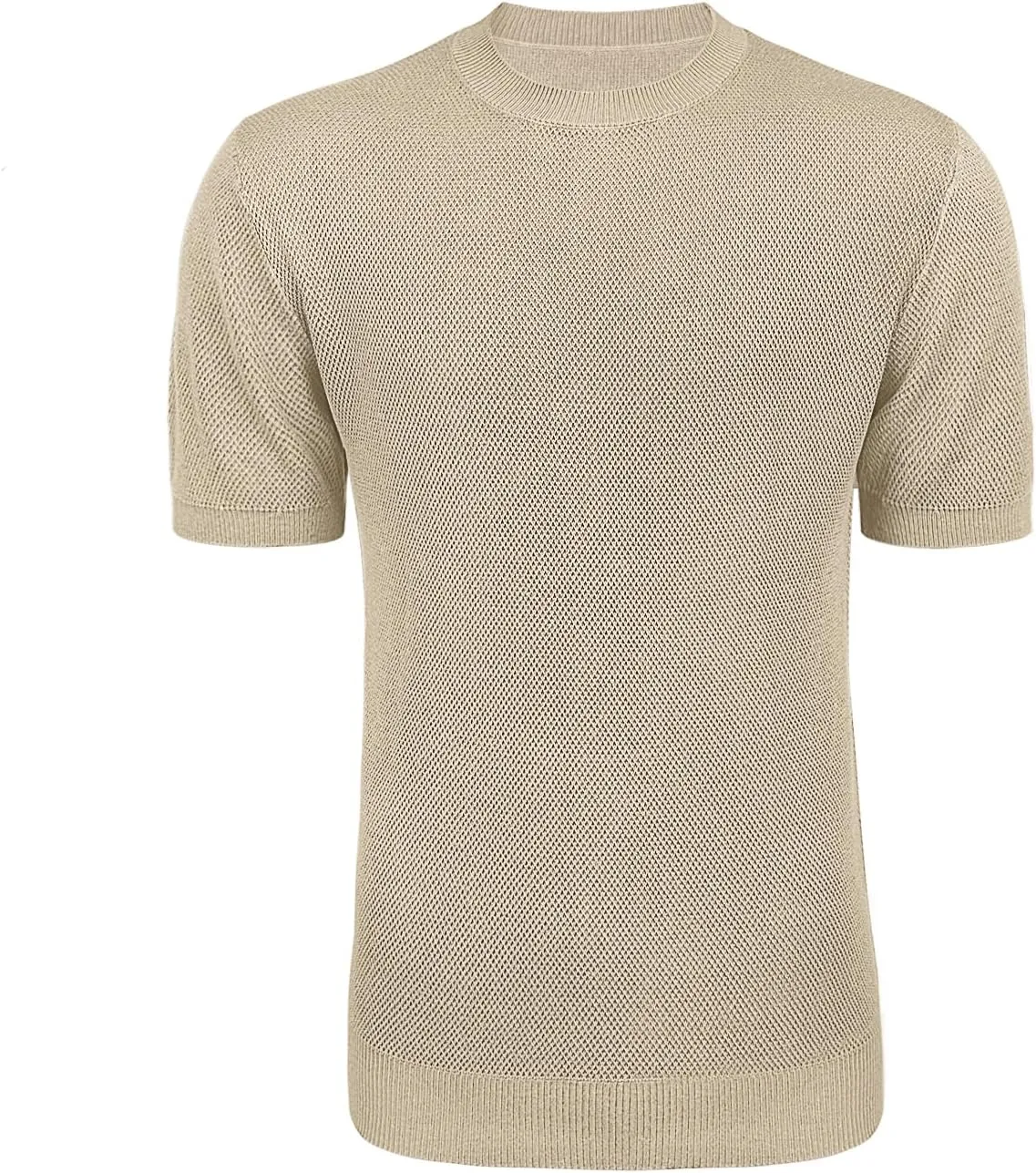 Men's Summer Breathable Knit Short Sleeve Sweater - Lightweight and Comfortable Casual Crew Neck Pullovers