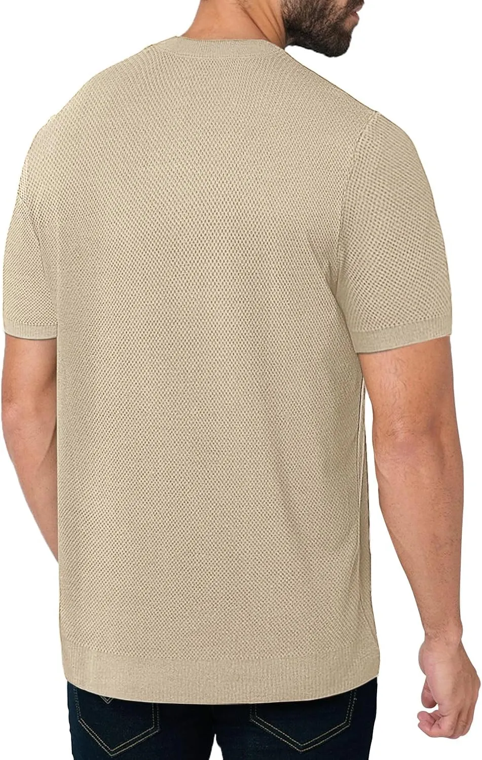 Men's Summer Breathable Knit Short Sleeve Sweater - Lightweight and Comfortable Casual Crew Neck Pullovers