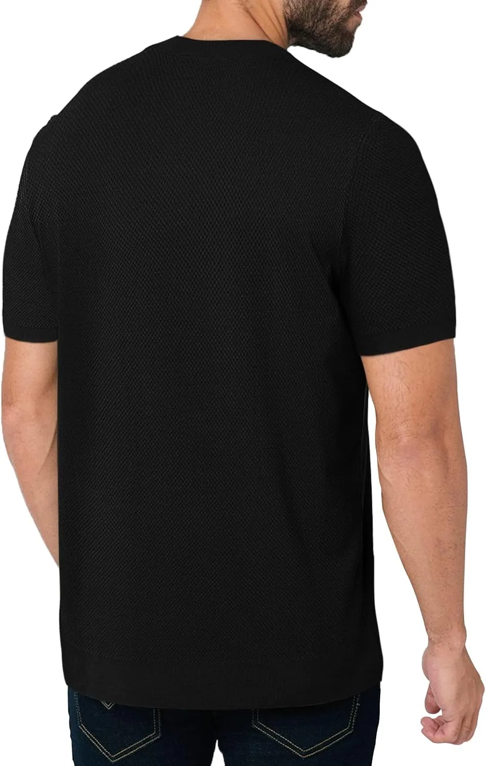 Men's Summer Breathable Knit Short Sleeve Sweater - Lightweight and Comfortable Casual Crew Neck Pullovers