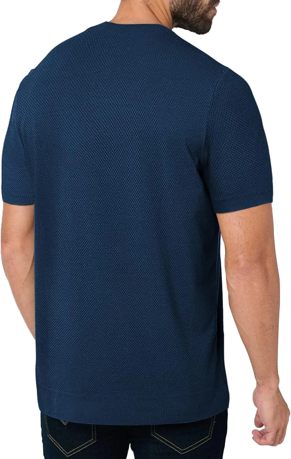 Men's Summer Breathable Knit Short Sleeve Sweater - Lightweight and Comfortable Casual Crew Neck Pullovers